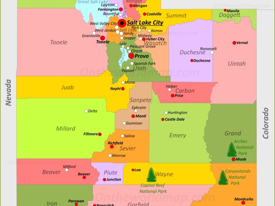 Utah State Map USA Maps Of Utah UT