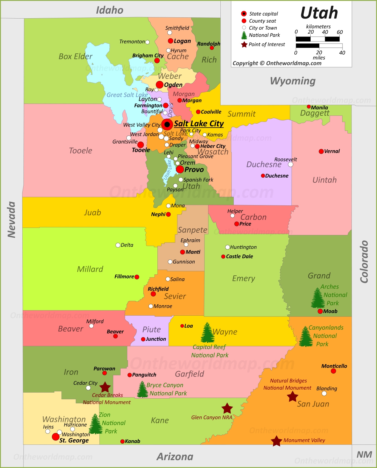Utah State Map USA Maps Of Utah UT 