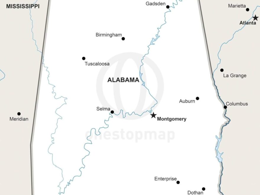 Vector Map Of Alabama Political One Stop Map