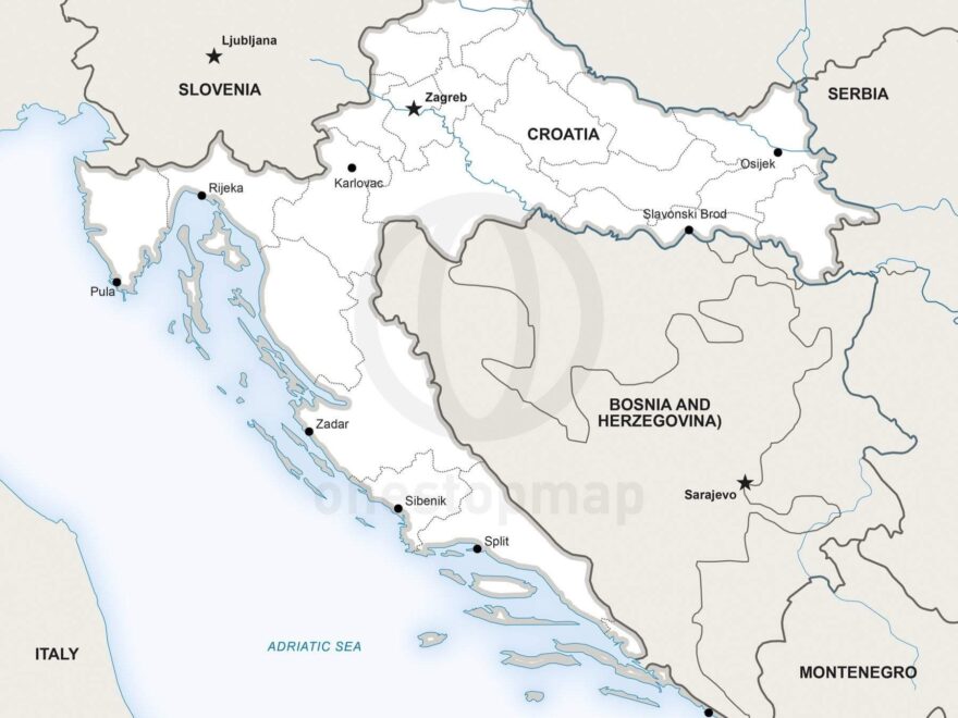 Vector Map Of Croatia Political One Stop Map
