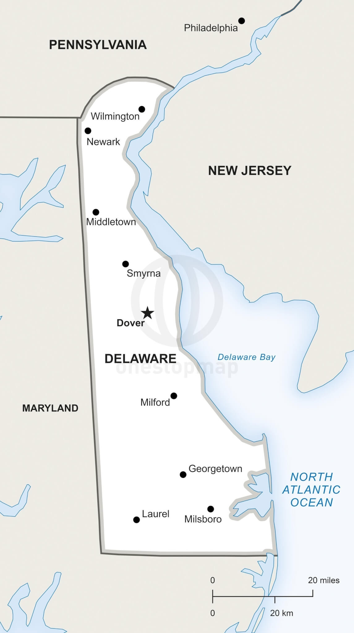 Printable Map Of Delaware