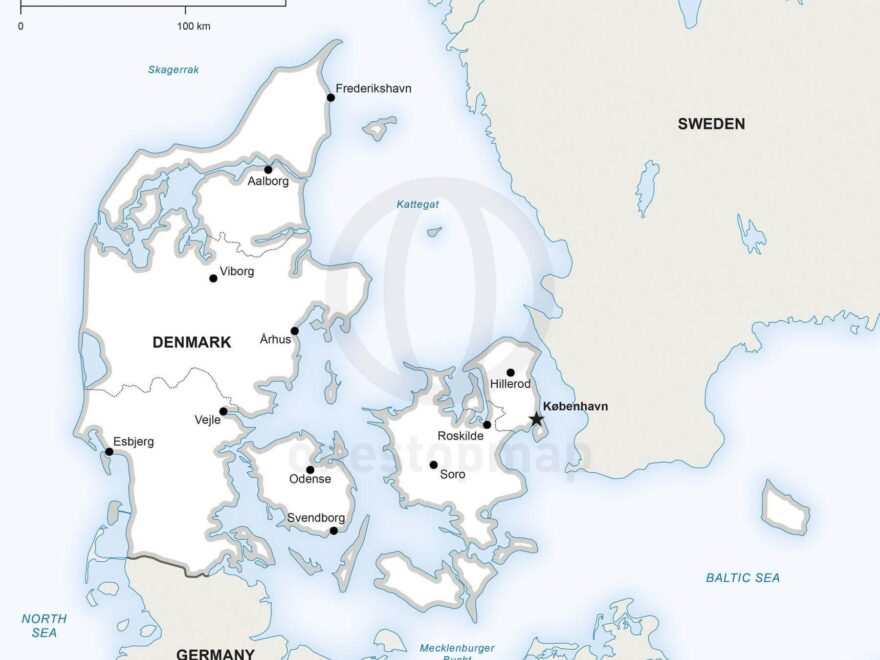 Vector Map Of Denmark Political One Stop Map