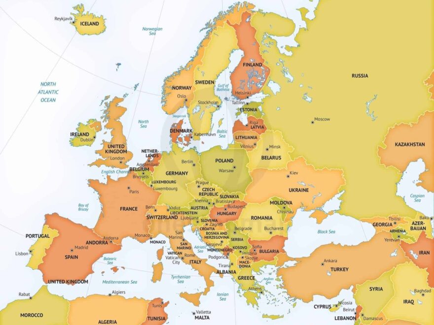 Vector Map Of Europe Continent Political One Stop Map