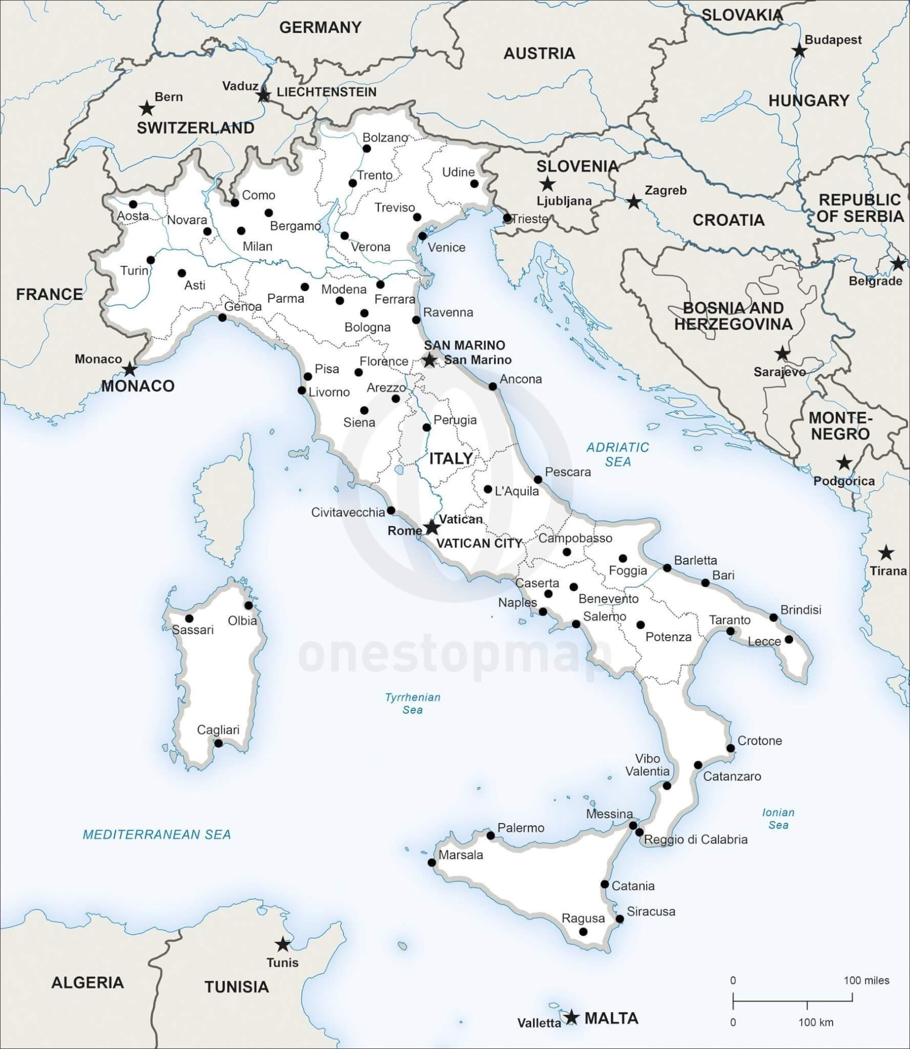 Vector Map Of Italy Political One Stop Map Vector Map Of Italy Political One Stop Map