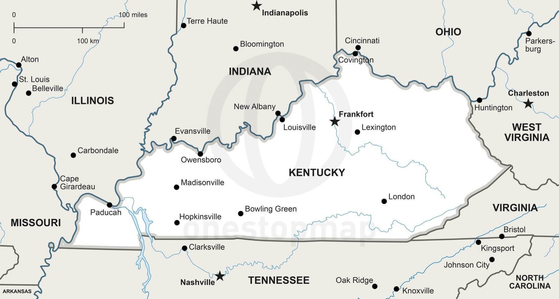 Free Editable Printable Map Of Kentucky