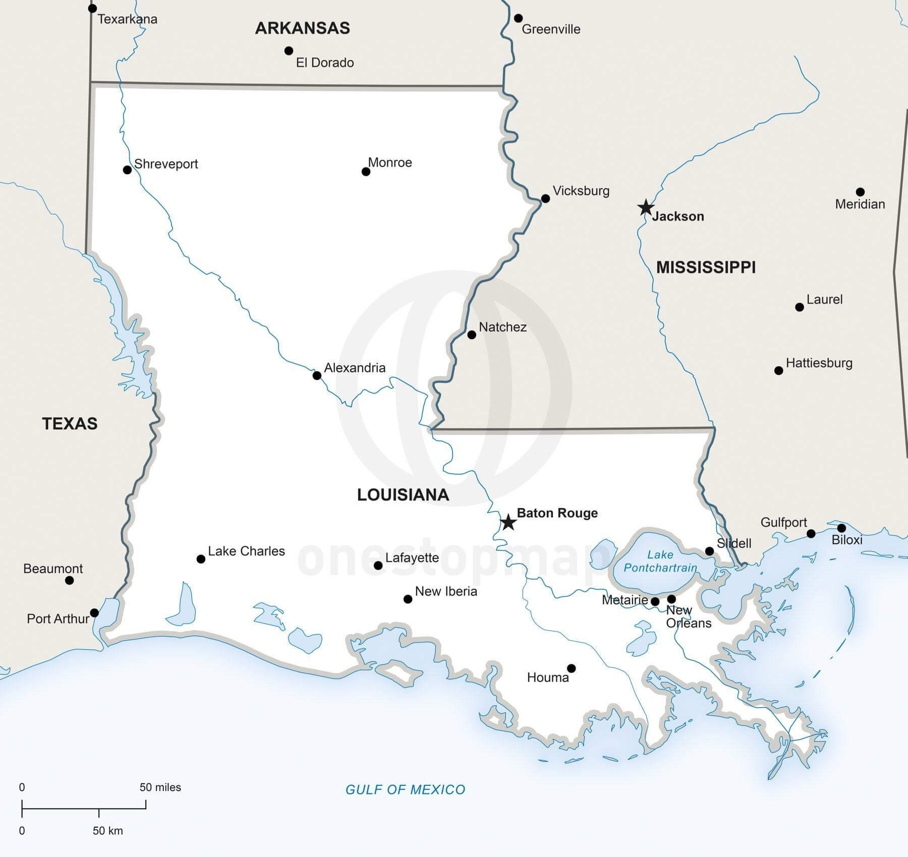 Printable Map Of Louisiana