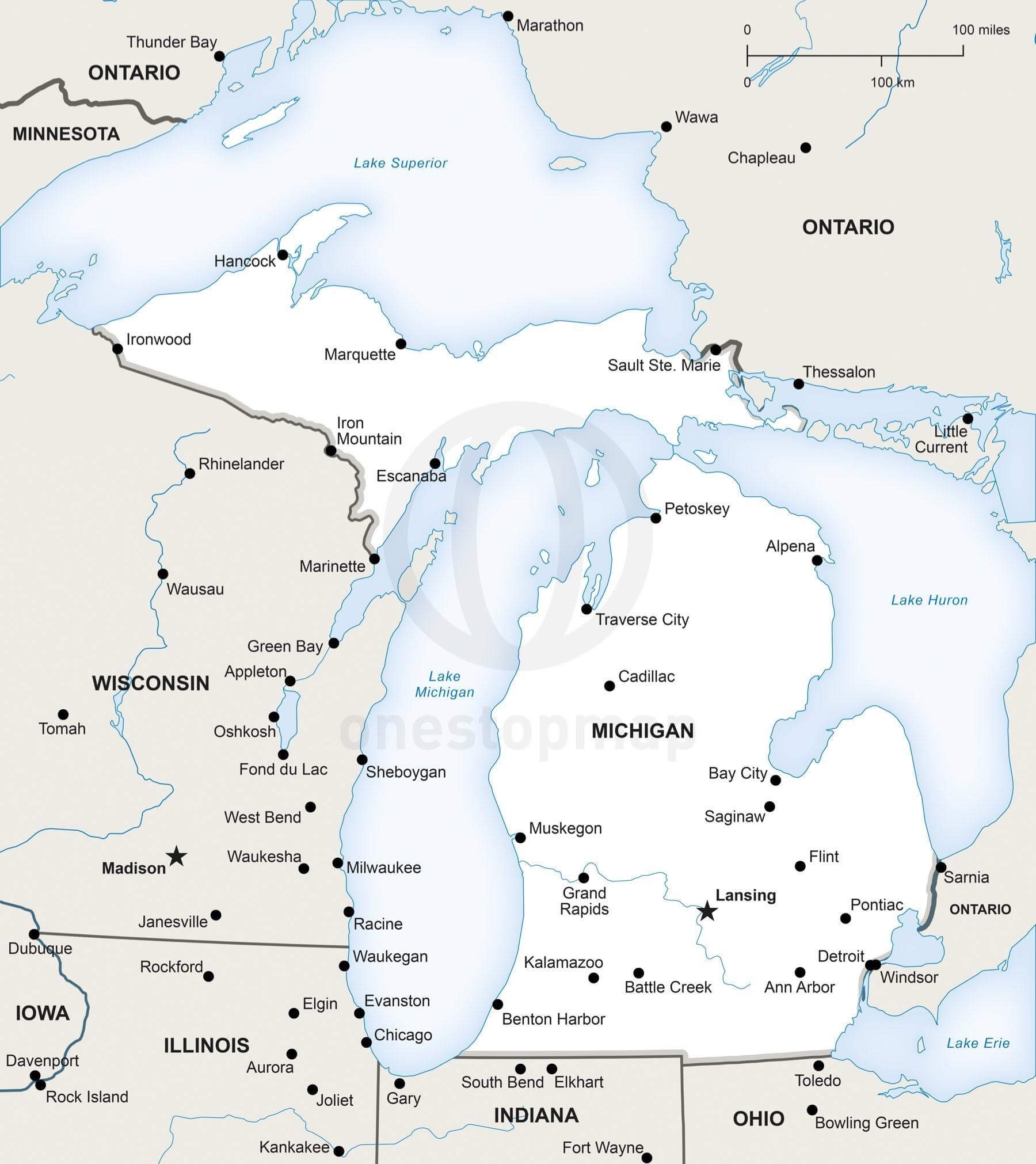 Free Printable Map Of Michigan