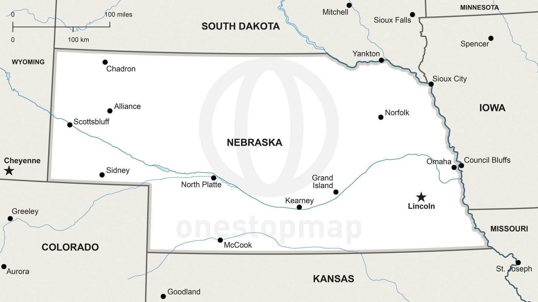 Printable Map Of Nebraska Cities