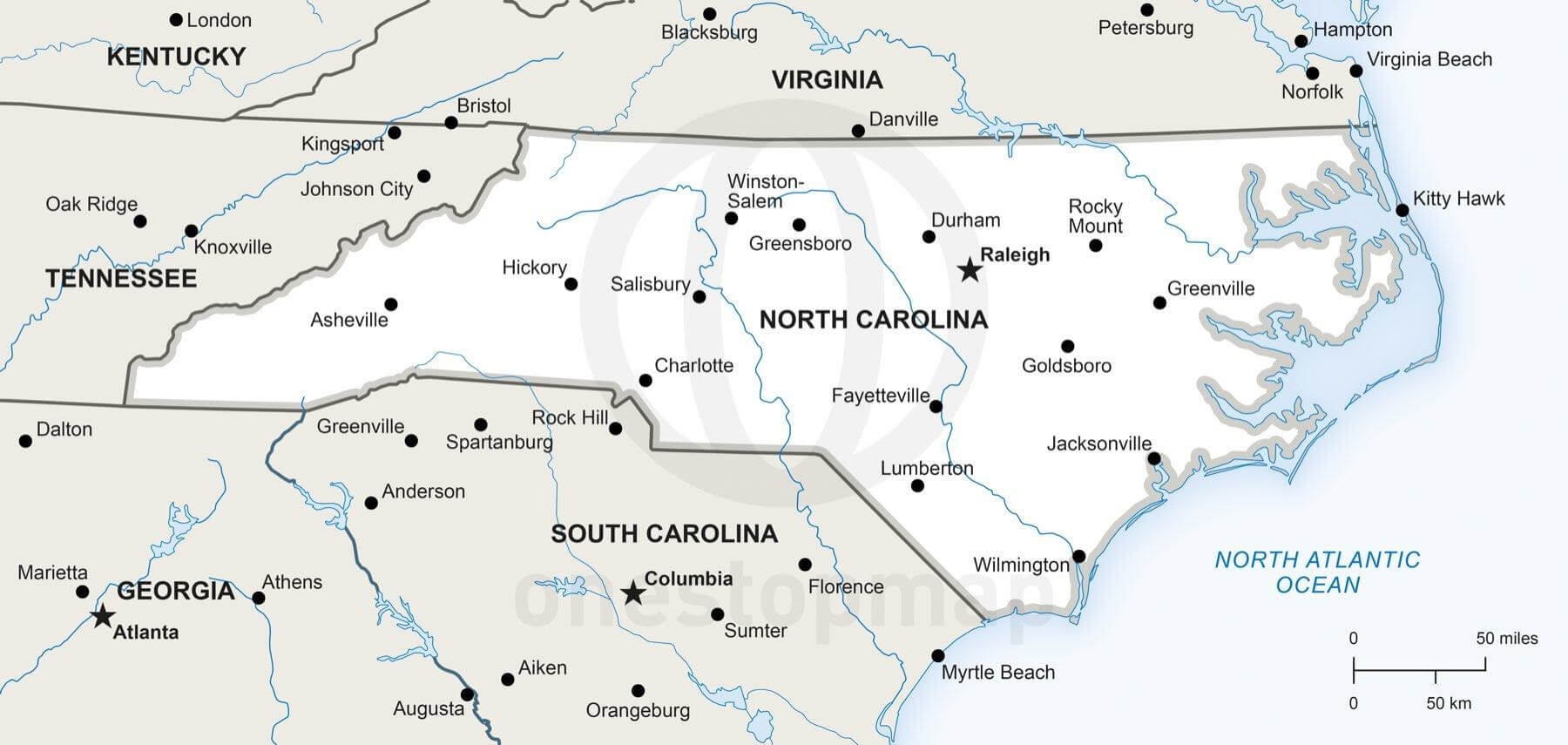 North Carolina City Map Printable