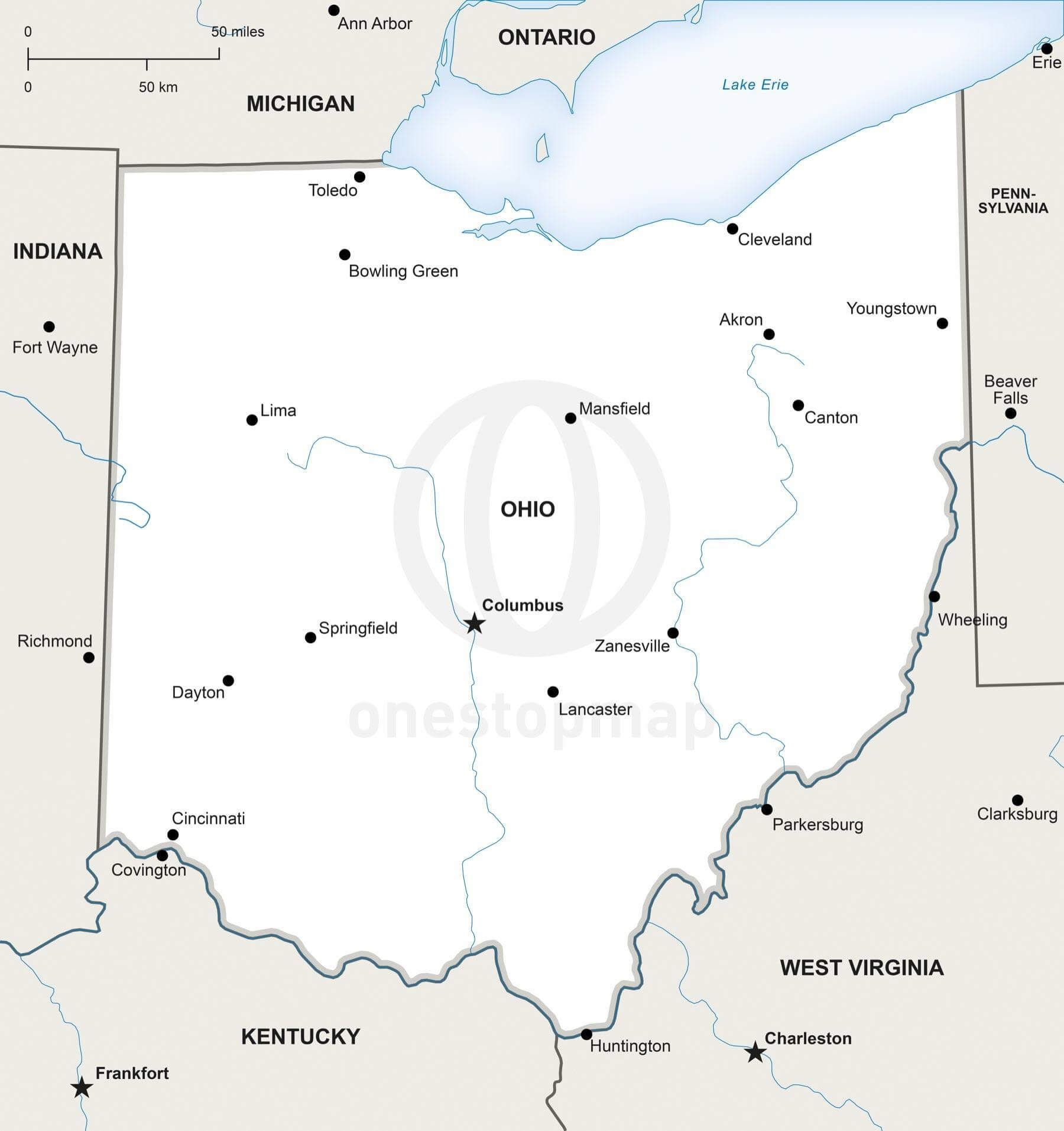 Map Of Ohio Printable Version