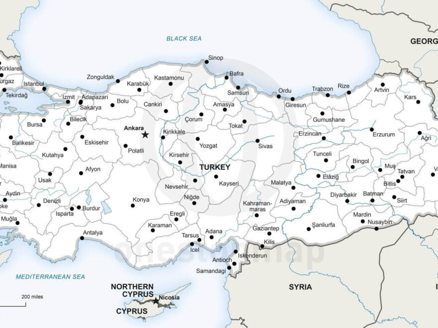 Vector Map Of Turkey Political One Stop Map