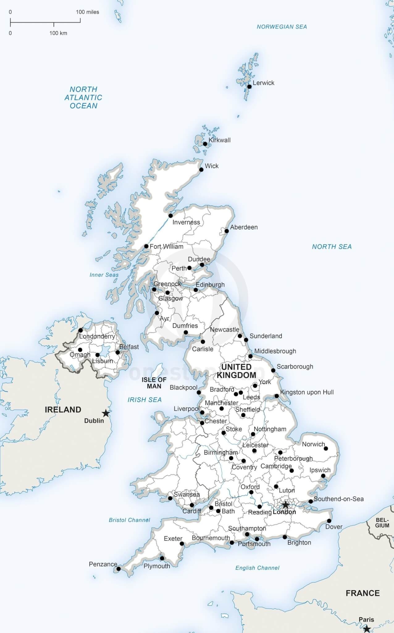 Printable Map Great Britain