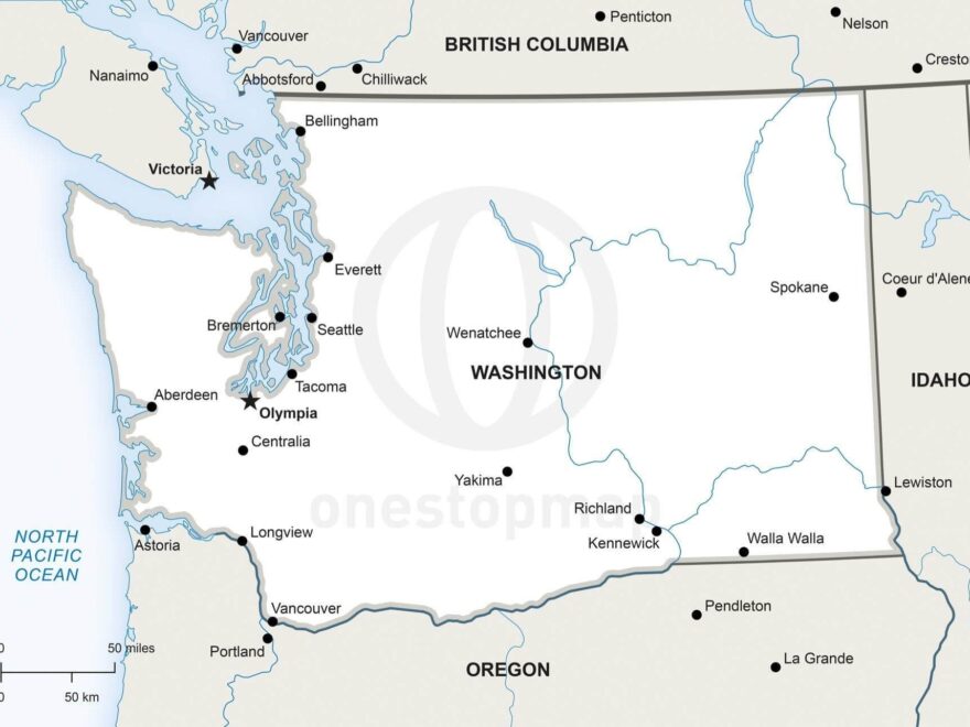 Vector Map Of Washington Political One Stop Map