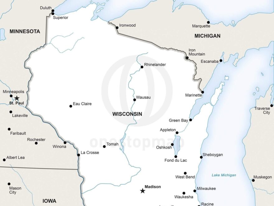Vector Map Of Wisconsin Political One Stop Map