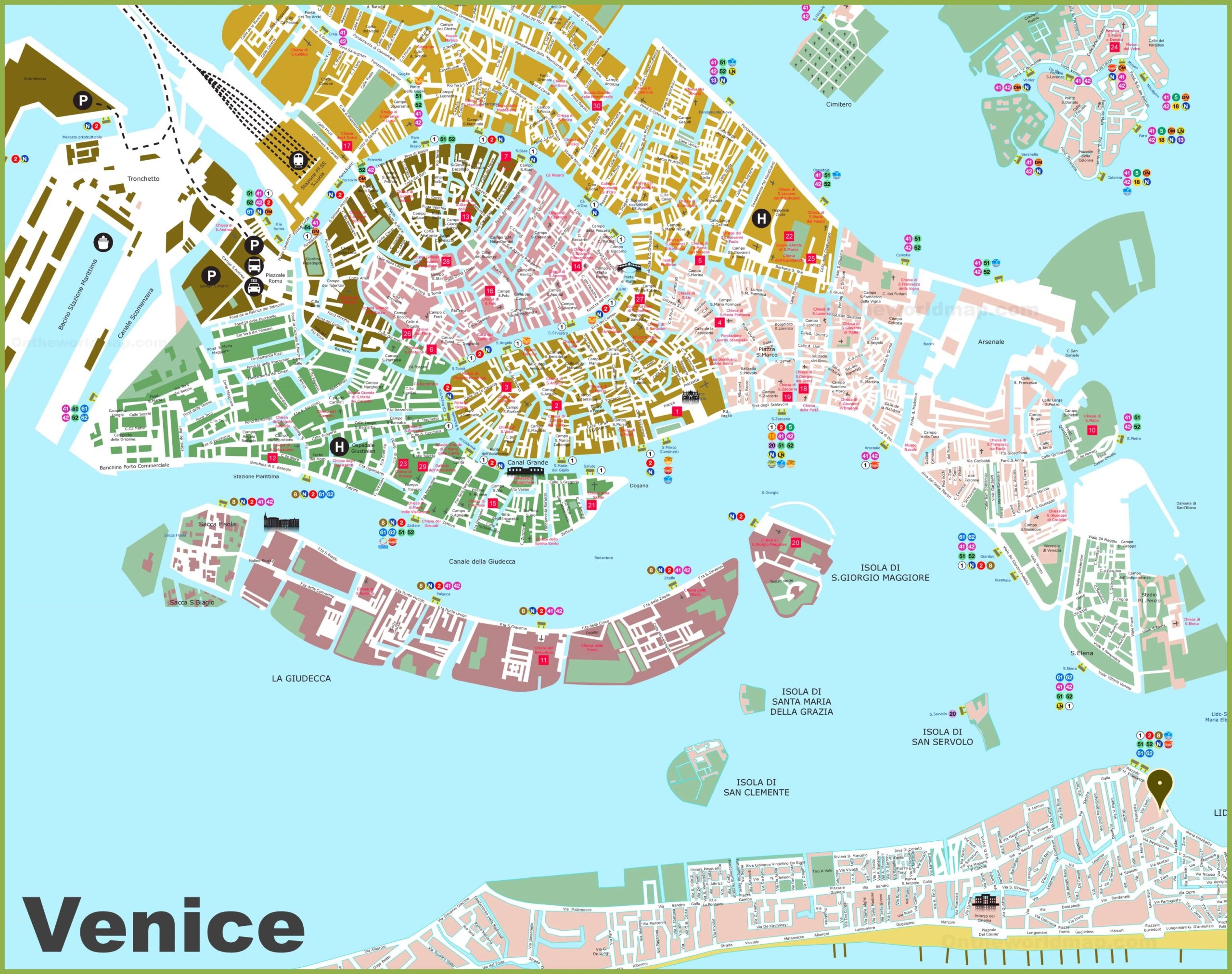 Venice Tourist Map Ontheworldmap