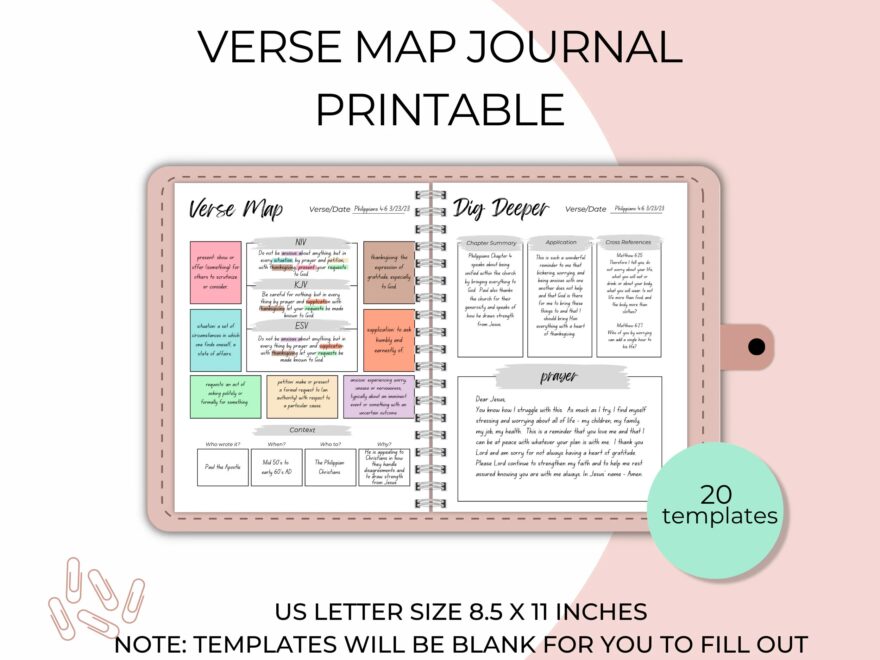 Verse Mapping Journal Printable I Bible Mapping Planner Printable I Scripture Map Journal Digital Etsy