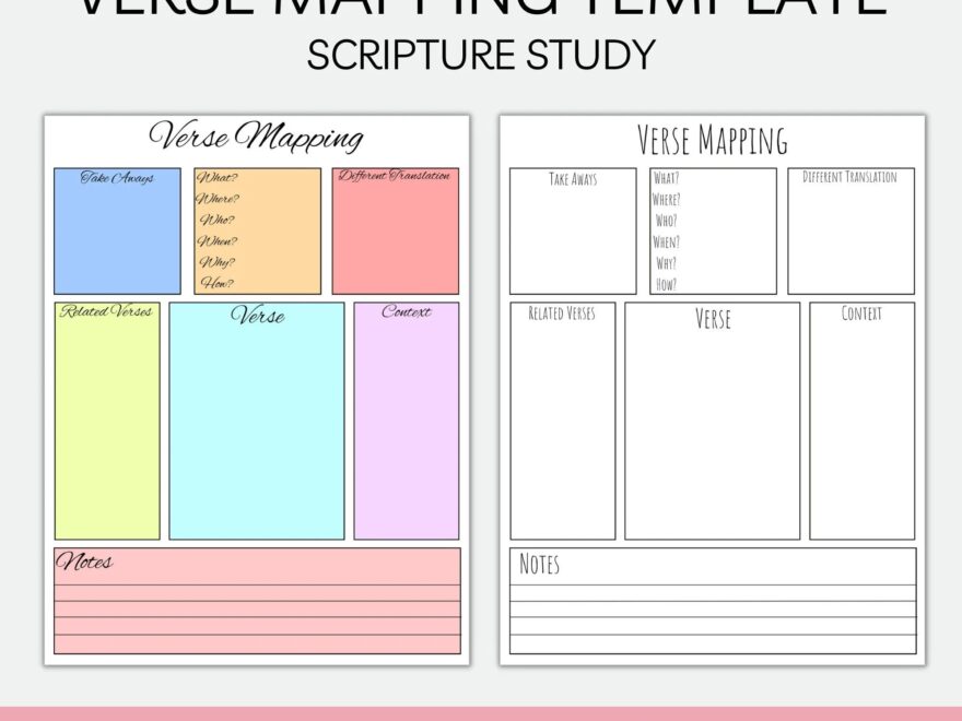 Verse Mapping Template Bible Journaling Digital Download Etsy