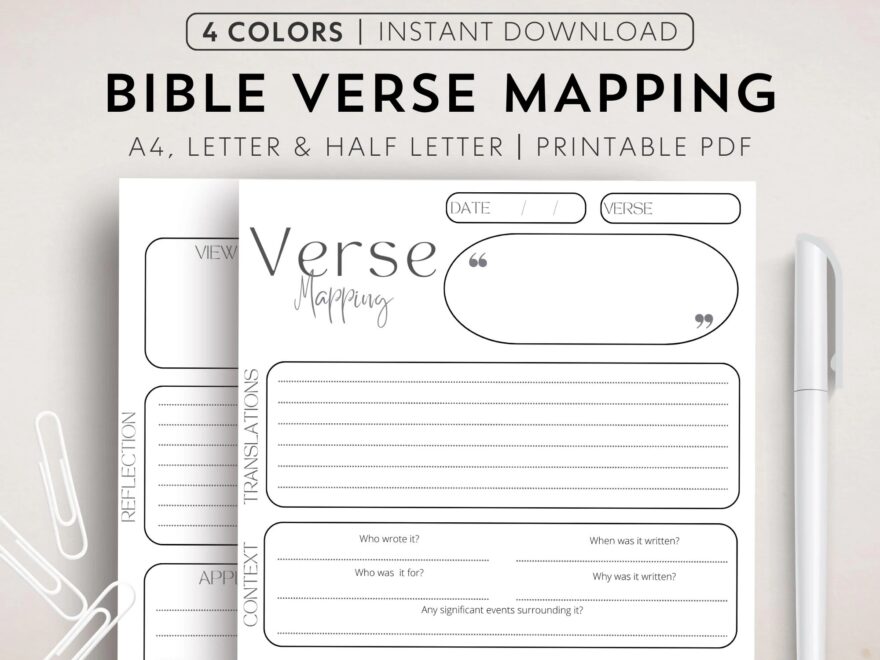 Verse Mapping Template Bible Verse Mapping Printable Bible Study Digital Verse Map Journal Scripture Mapping Study Guide Bible Note Tools Etsy