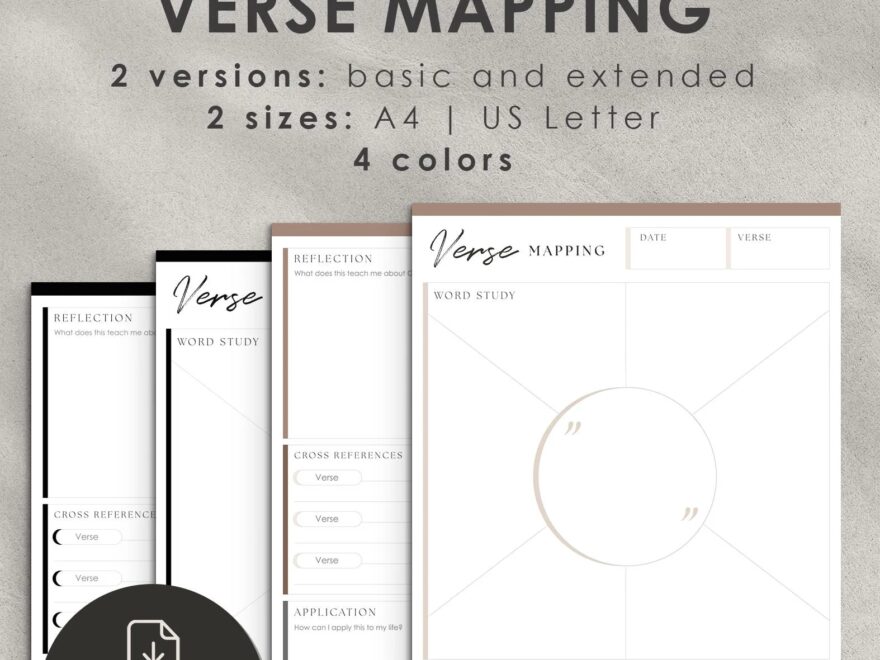 Verse Mapping Template For Bible Study Printable And Digital A4 US Letter Etsy