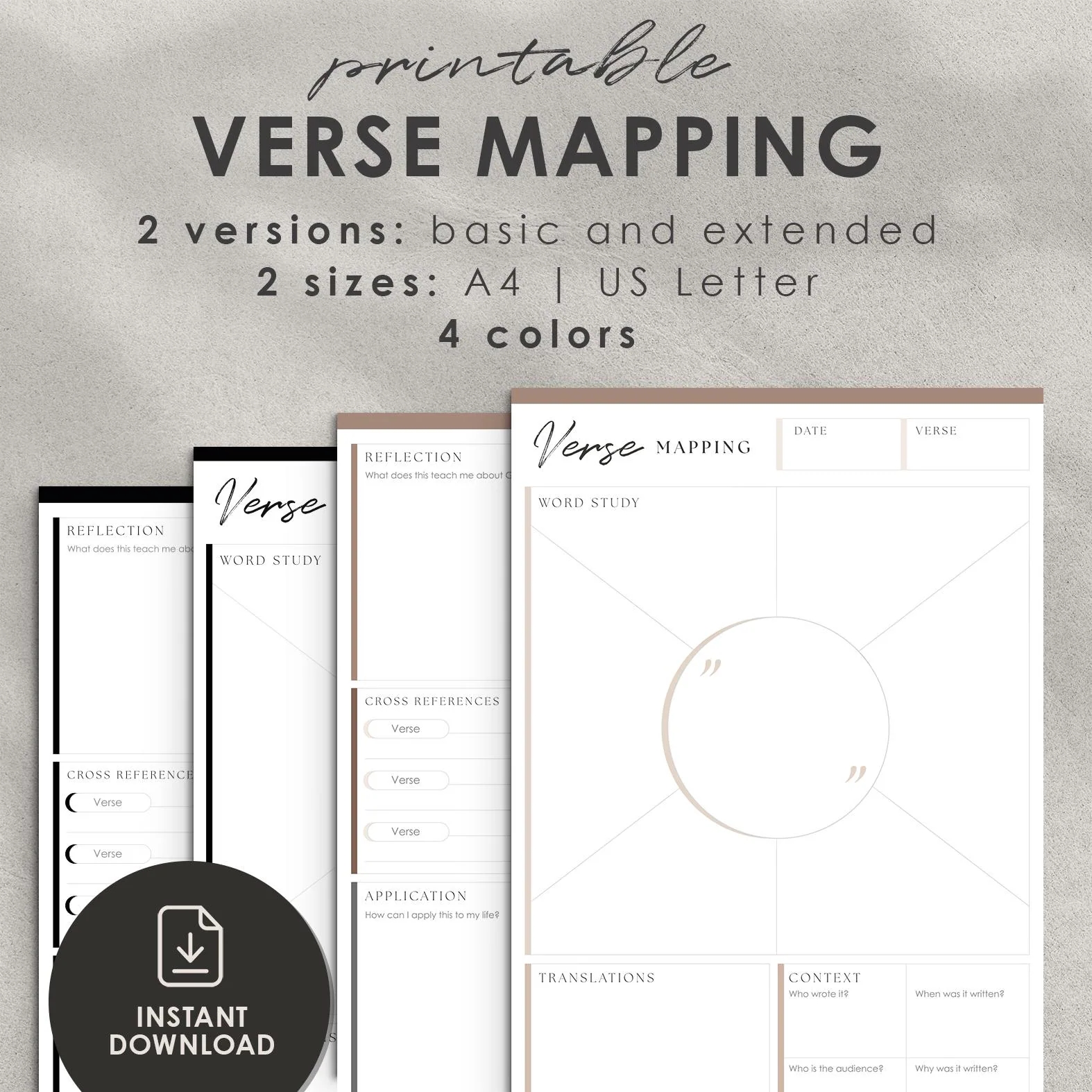 Verse Mapping Template For Bible Study Printable And Digital A4 US Letter Etsy