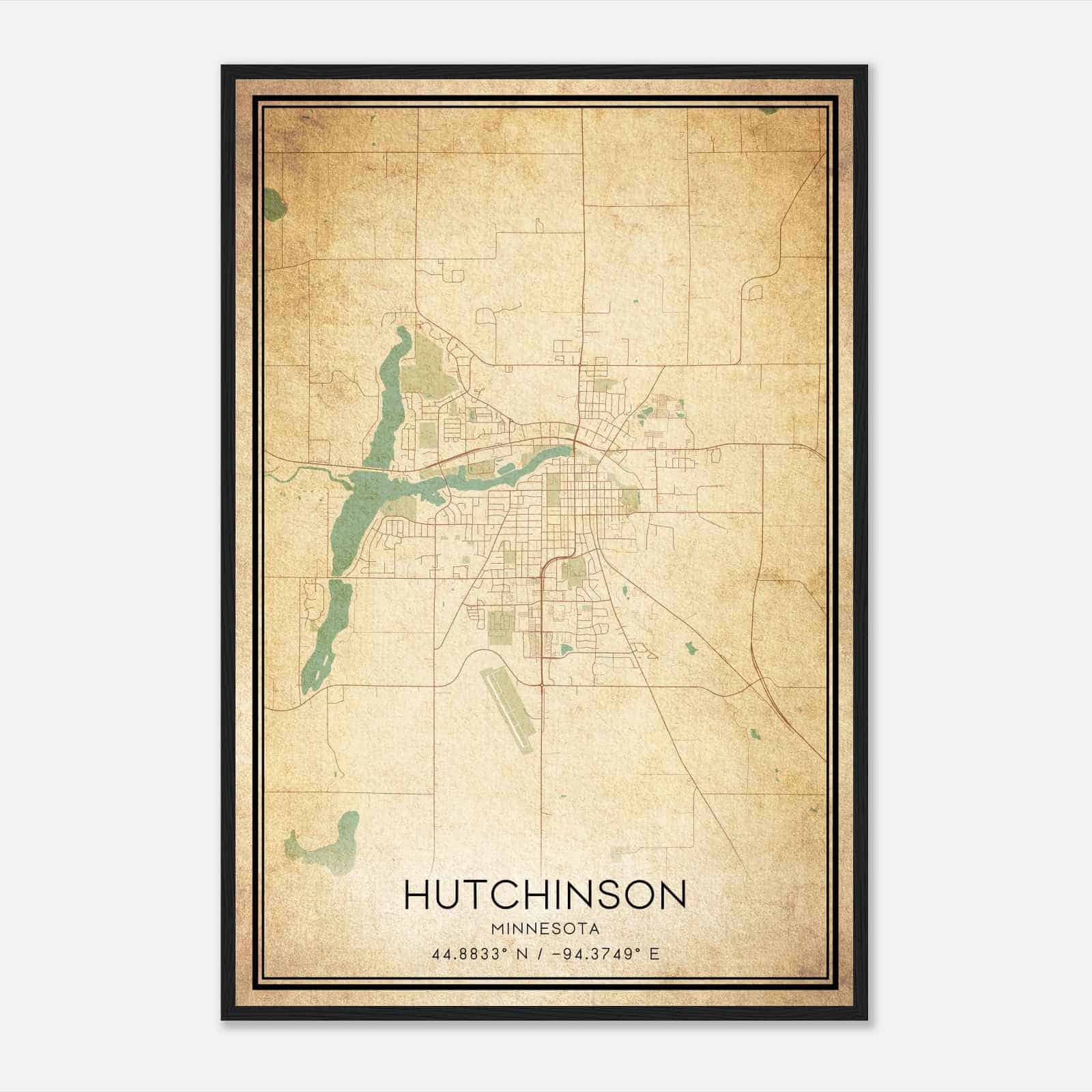 Vintage Hutchinson Minnesota Map Poster Modern Home Decor Wall Art Print Custom Maps Posters Vintage Hutchinson Minnesota Map Poster Modern Home Decor Wall Art Print Custom Maps Posters