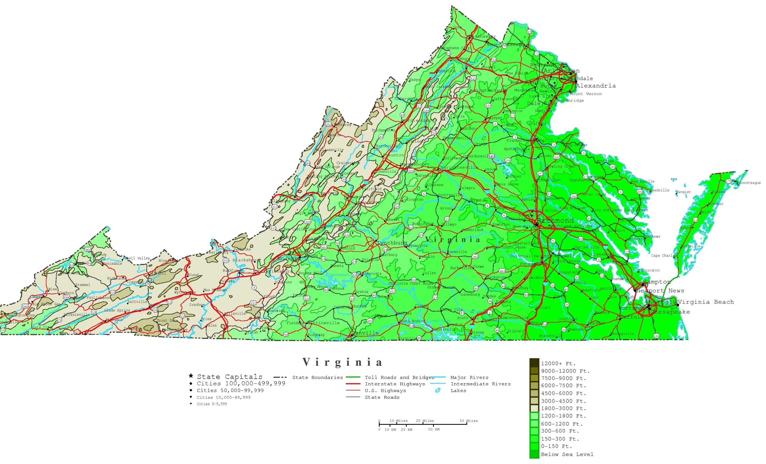 Printable Color Map Of Virginia Printable Color Map Of Virginia