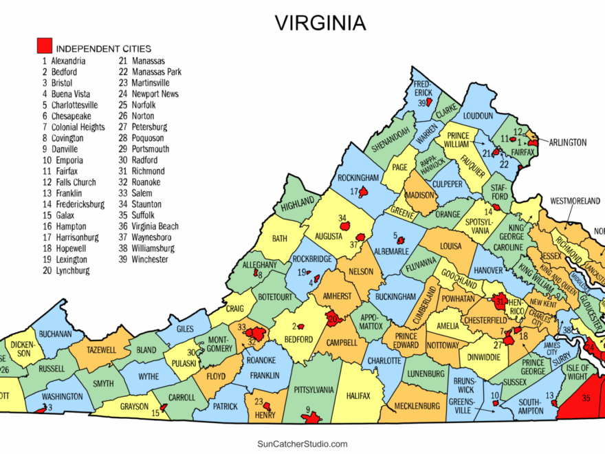 Virginia County Map Printable State Map With County Lines Free Printables Monograms Design Tools Patterns DIY Projects