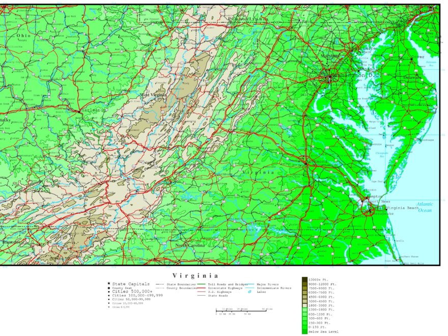 Virginia Elevation Map