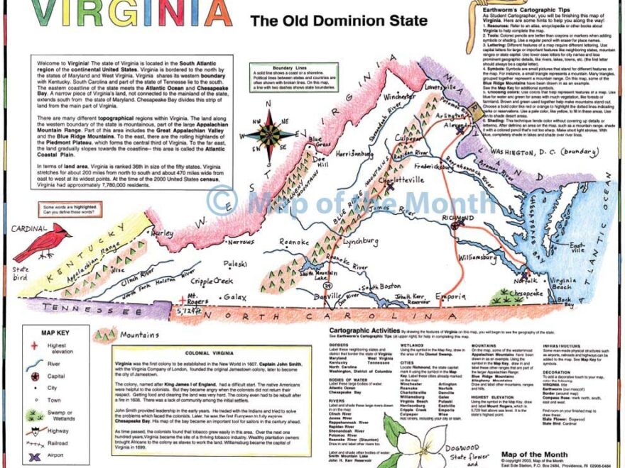 Virginia Map Maps For The Classroom