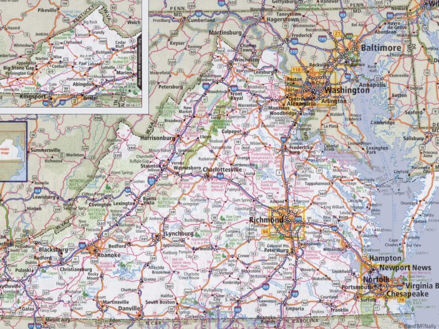 Virginia Road Map Ontheworldmap