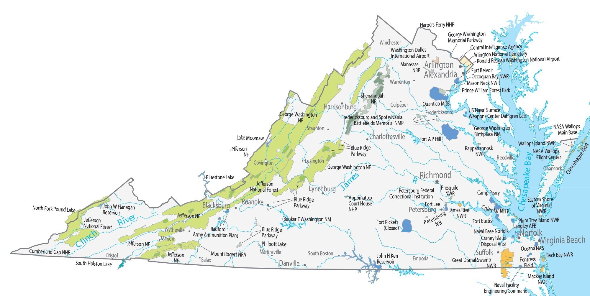 Printable Map Of Virginia
