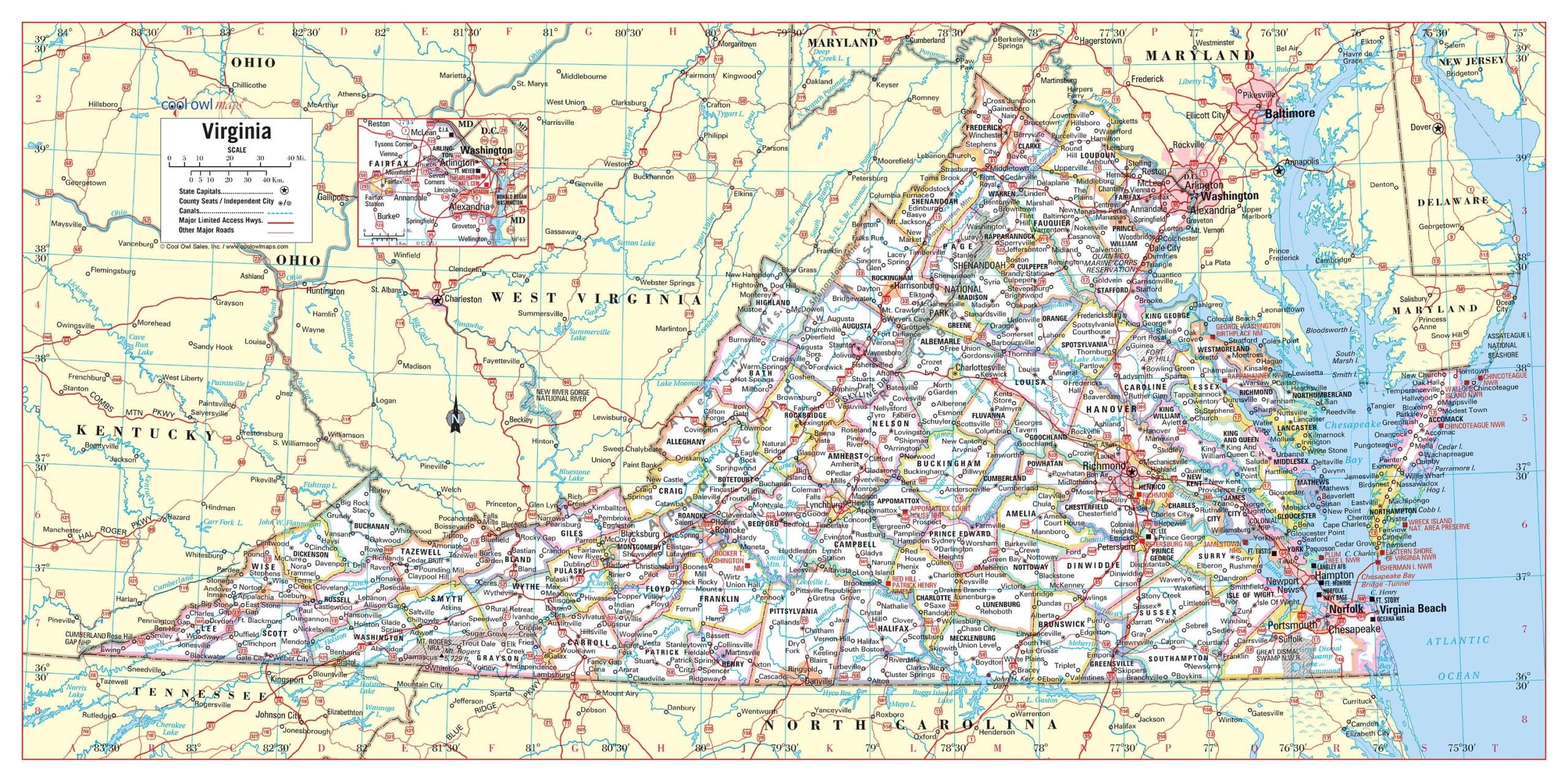 Virginia State Wall Map Large Print Poster Etsy Virginia State Wall Map Large Print Poster Etsy