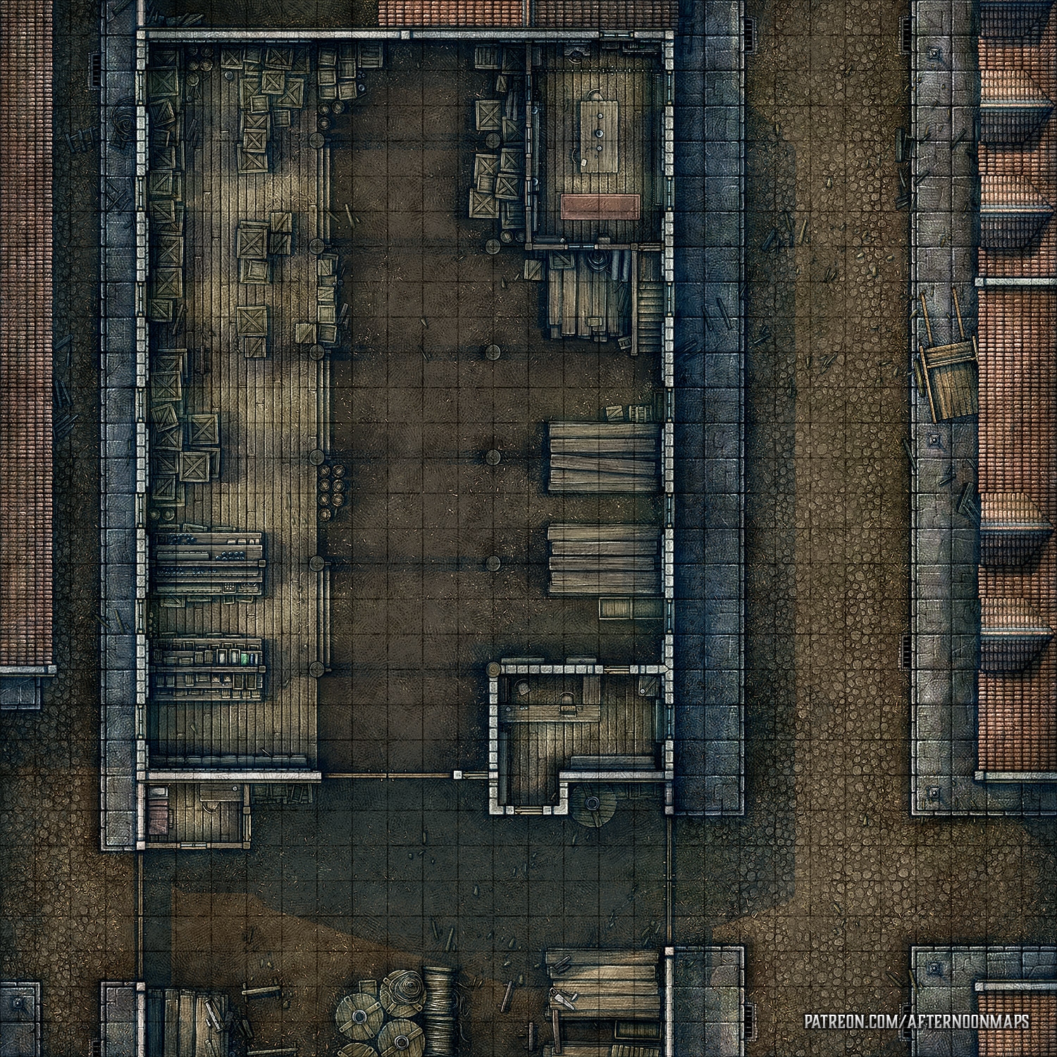 Warehouse Battle Map 30x30 R battlemaps