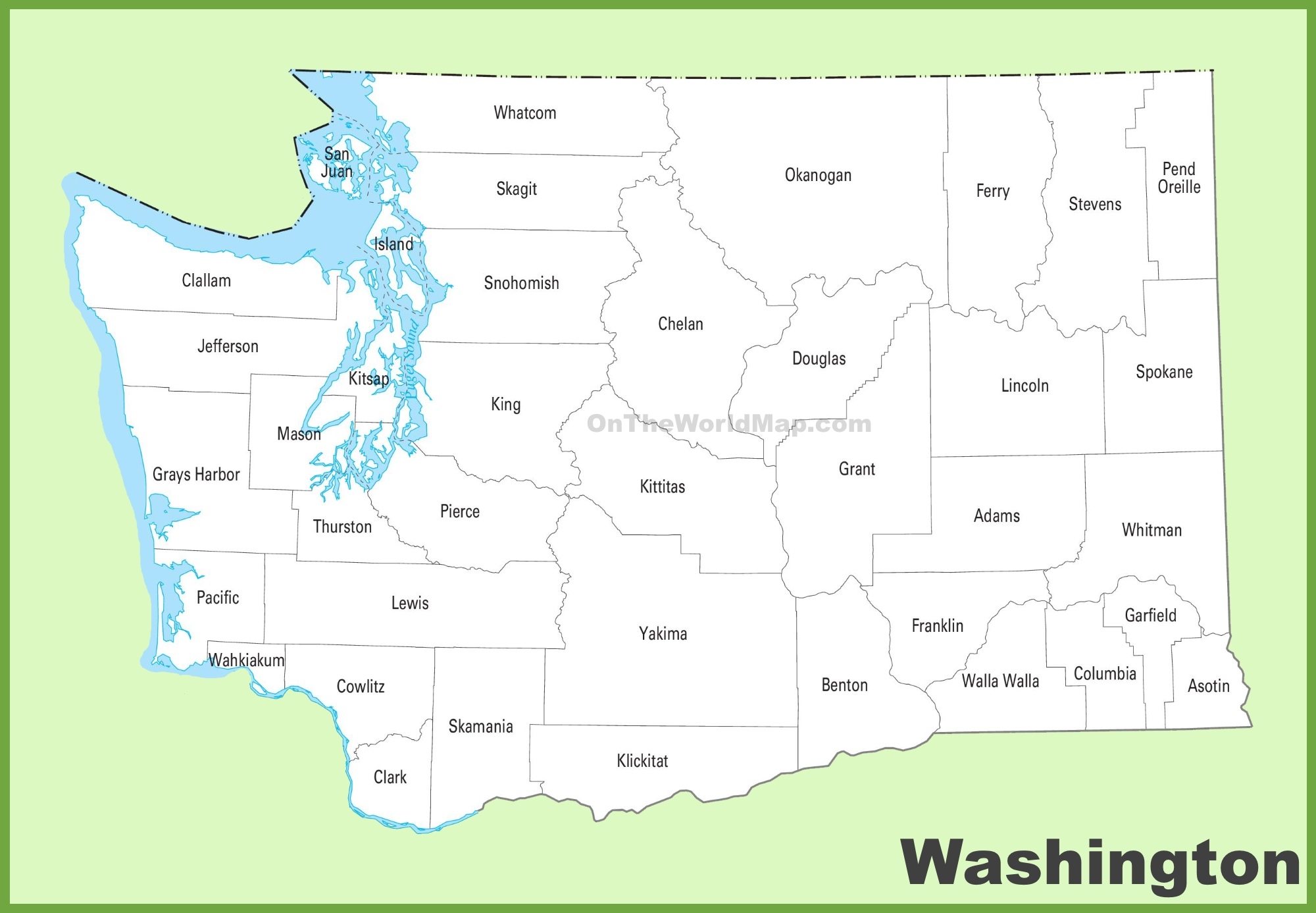 Washington State Counties Map Printable