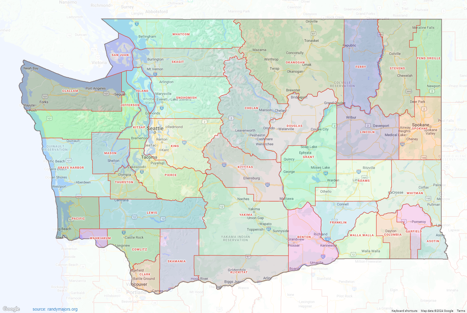 Washington County Map Shown On Google Maps