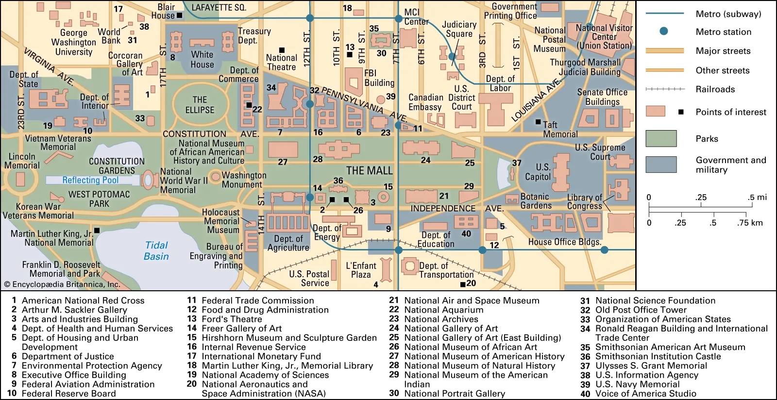 Washington Dc Street Map Printable
