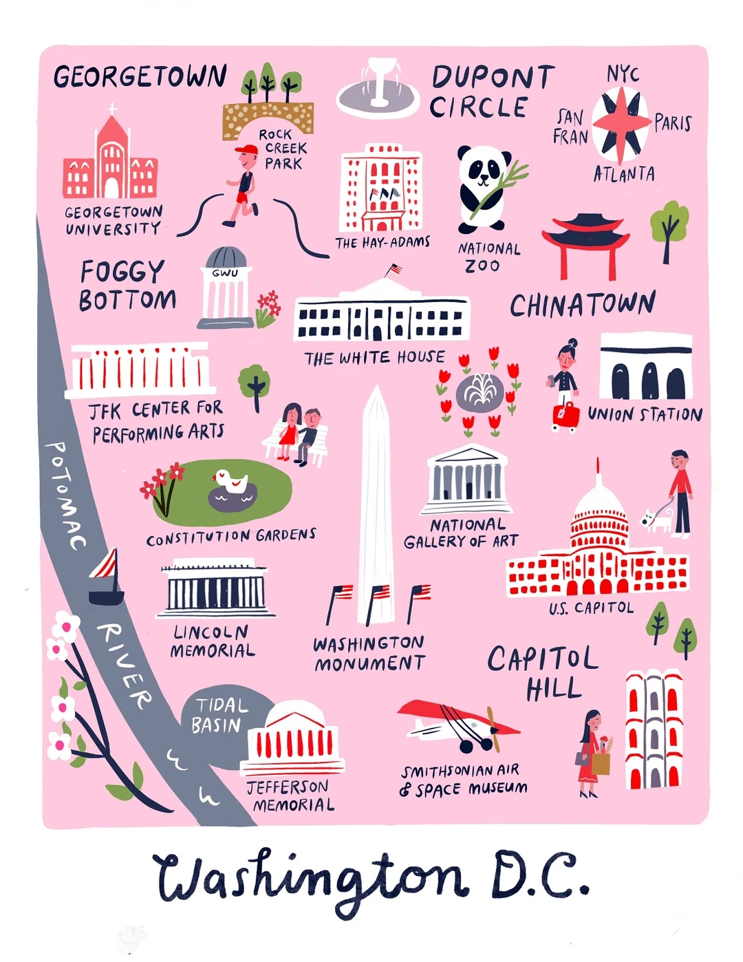Washington D C Map Art Print Wall Decor Children s Nursery Art Stylish Souvenir Poster Etsy