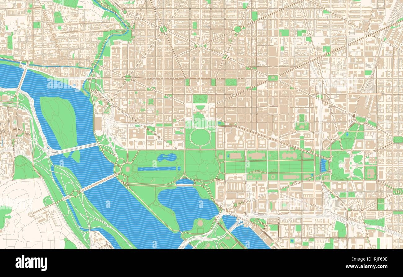 Washington D C Printable Map Excerpt This Vector Streetmap Of Downtown Washington Is Made For Infographic And Print Projects Stock Vector Image Art Alamy