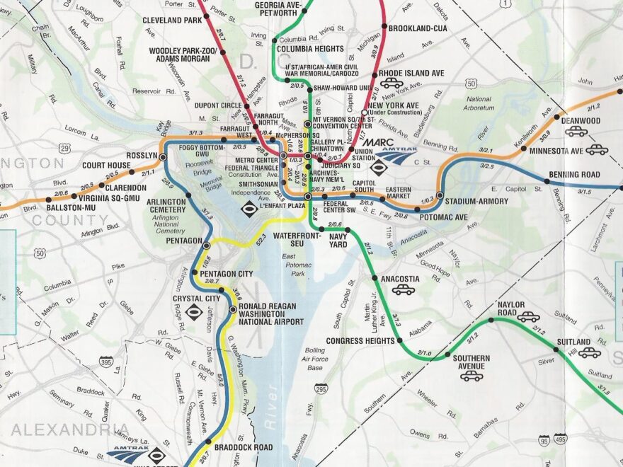 Washington Dc Map With Metro Stations Washington Dc Street Map With Metro Stations District Of Columbia USA