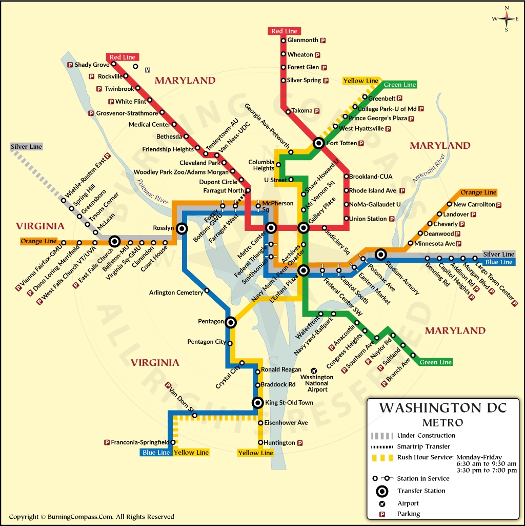 Washington DC Metro Map Washington DC Subway Map Metrorail Map Of Washington DC