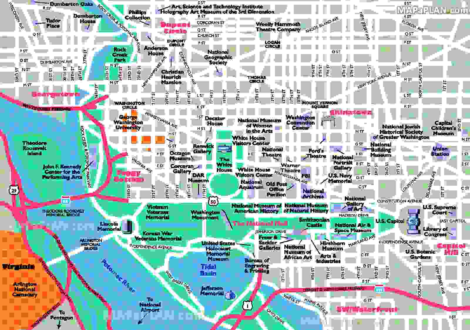Washington Dc Travel Map Printable