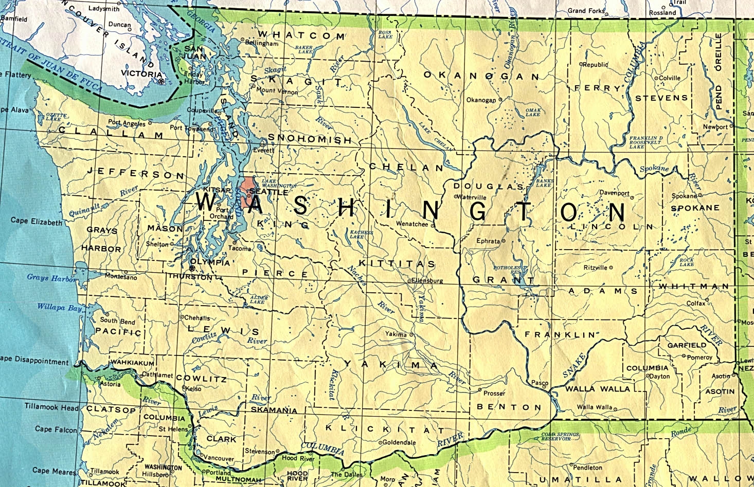 Printable Map For Washington State