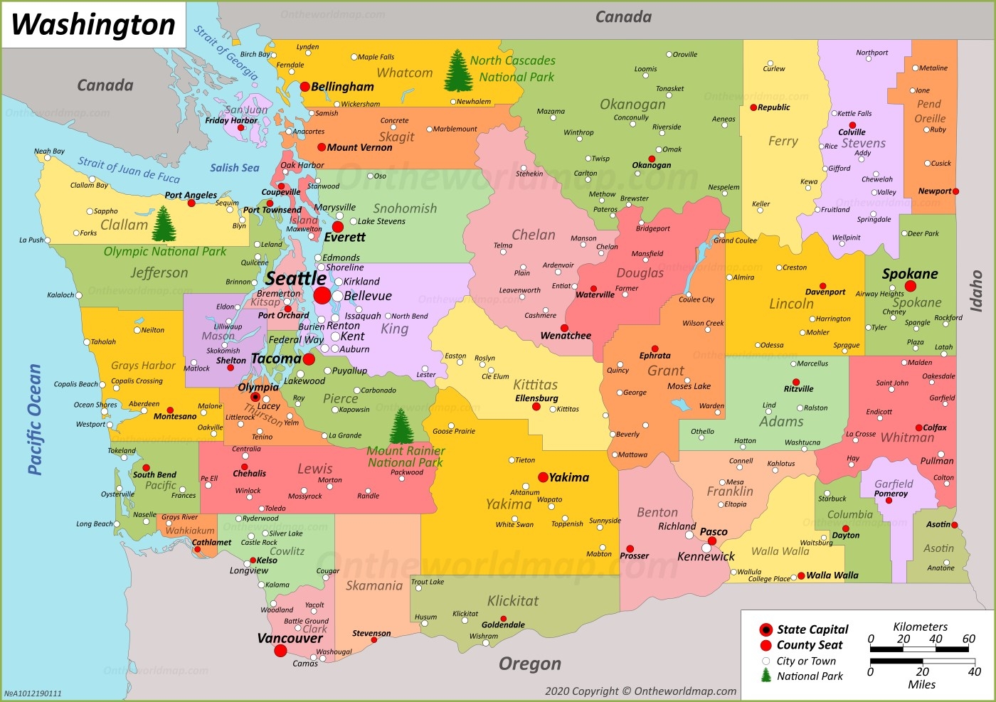 Large Printable Map Of Washington State