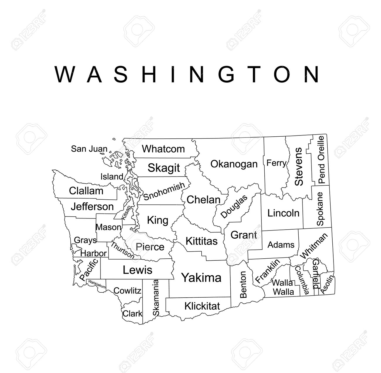 Washington State County Map Printable