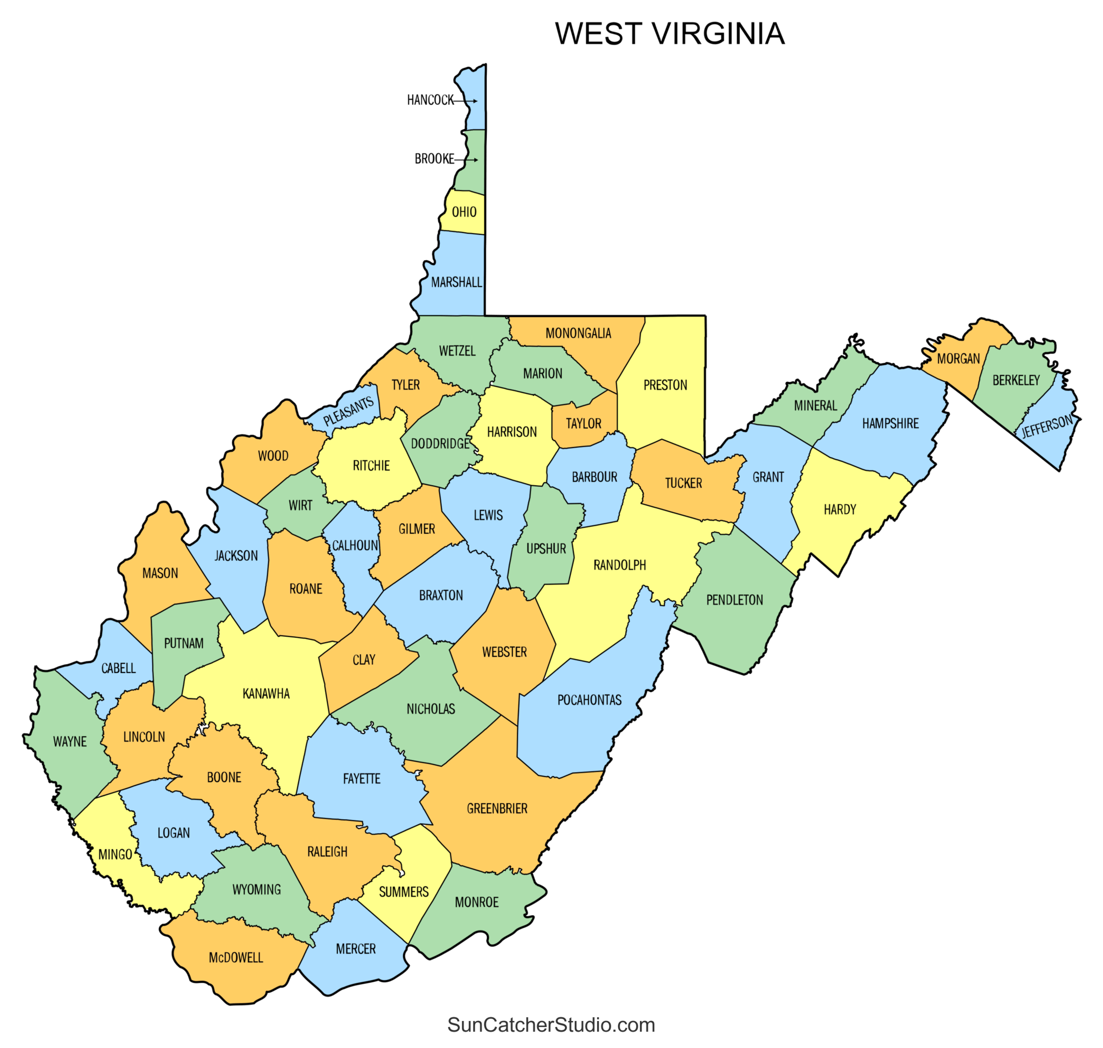 West Virginia County Map Printable State Map With County Lines Free Printables Monograms Design Tools Patterns DIY Projects
