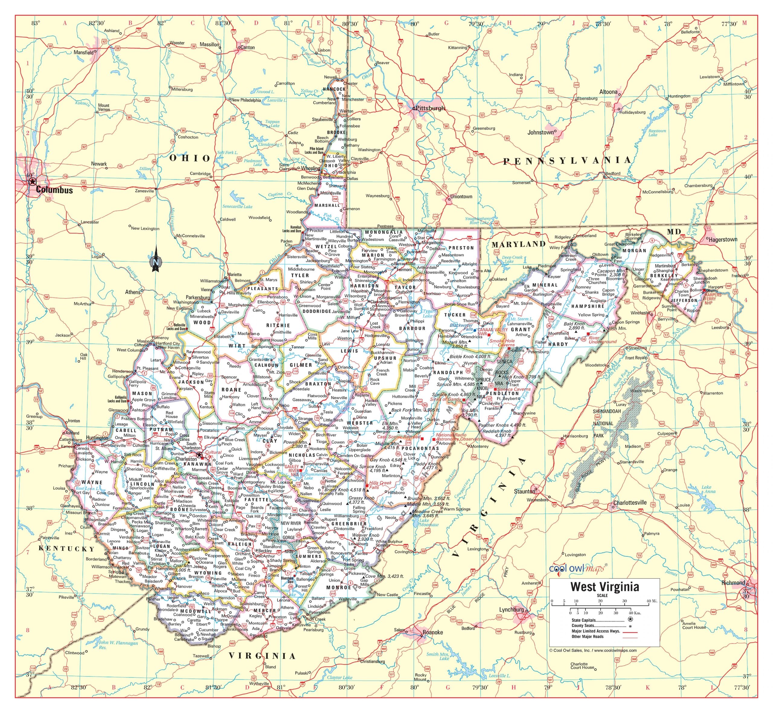 West Virginia State Map Printable West Virginia State Map Printable