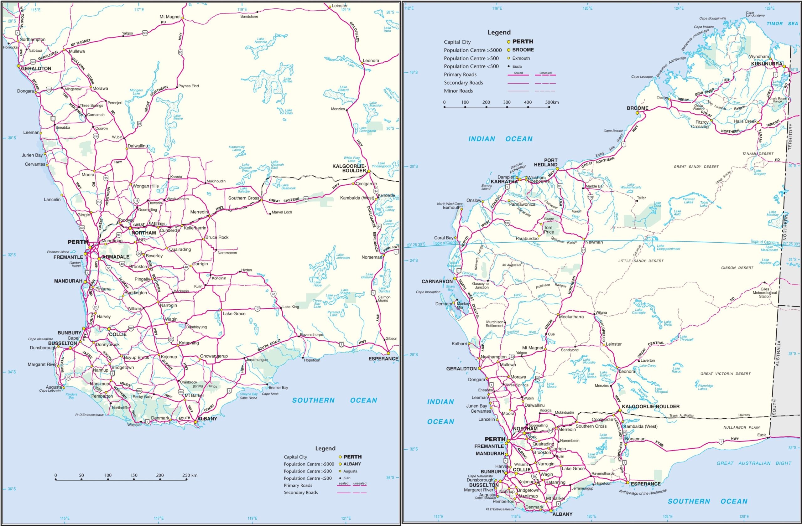 Western Australia Road Map Ontheworldmap Western Australia Road Map Ontheworldmap