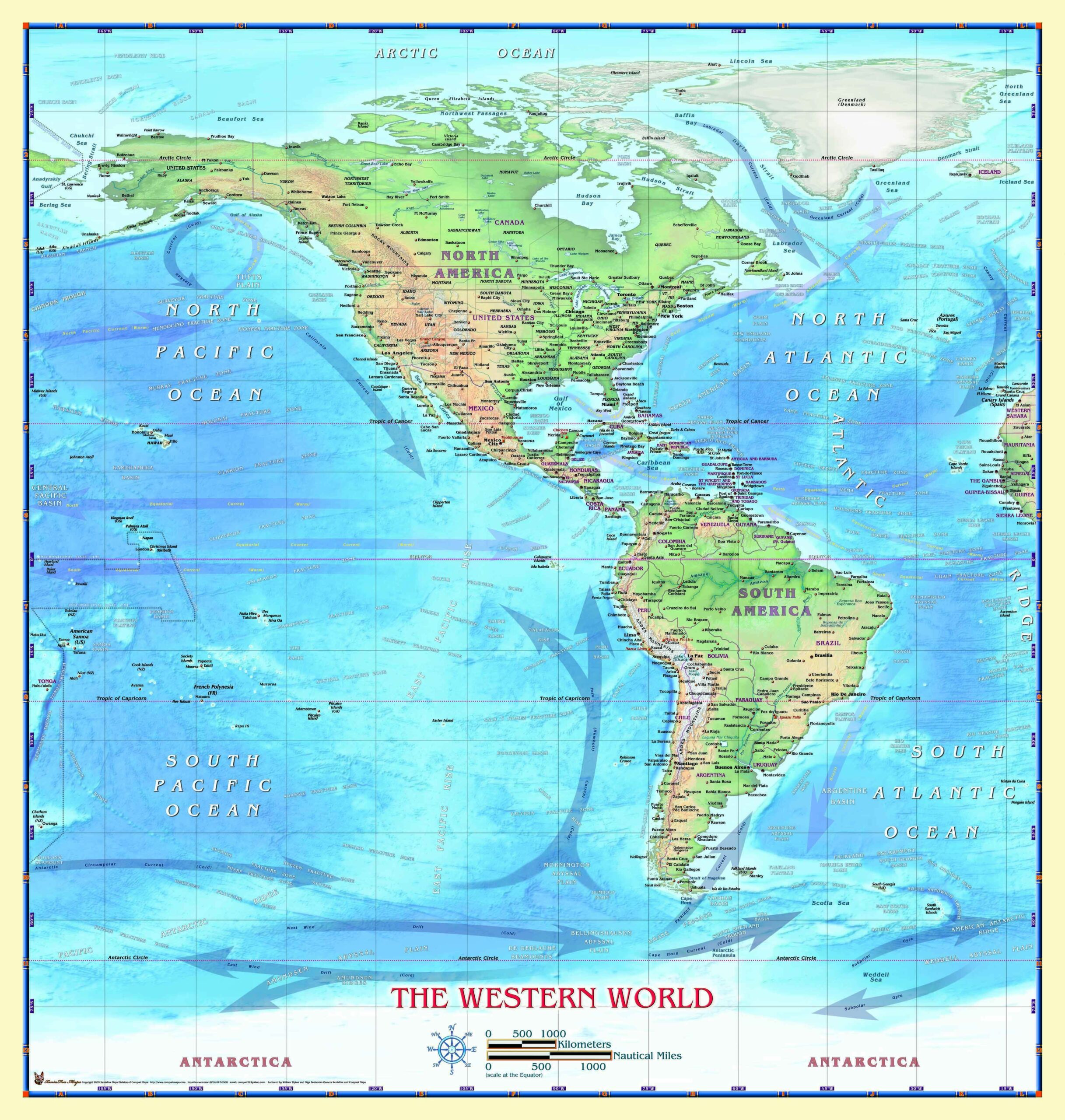 Western Hemisphere Physical Wall Map By Compart The Map Shop