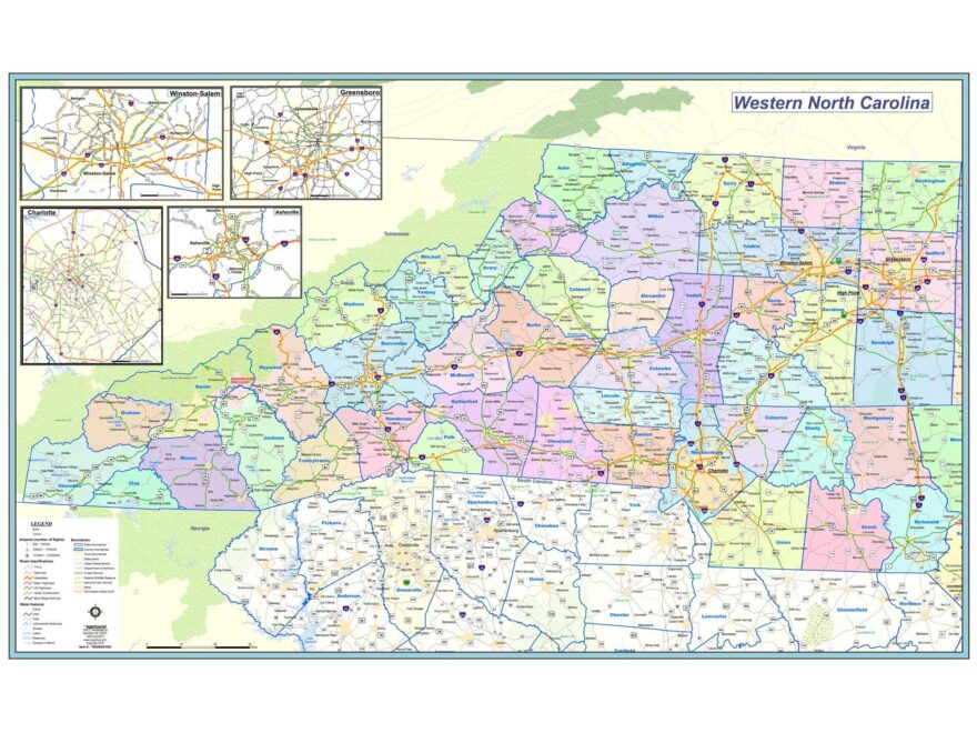 Western North Carolina Regional Wall Map By MapShop The Map Shop