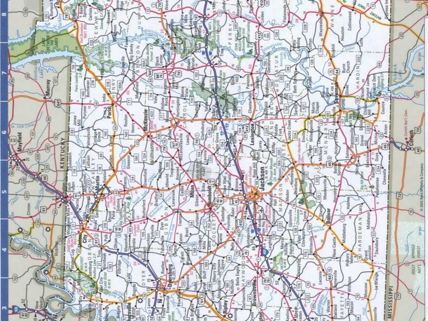 Western Tennessee Roads Map West Tennessee With Cities And Highways